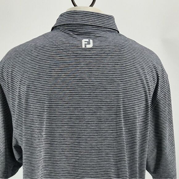 Men’s Footjoy FJ Golf polo black and white stripes size 2XL EUC - Picture 5 of 8